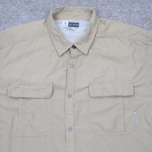Exofficio Insect Shield Shirt Mens 2XL XXL Tan Vented Snap Button Long Sleeve - Picture 7 of 14
